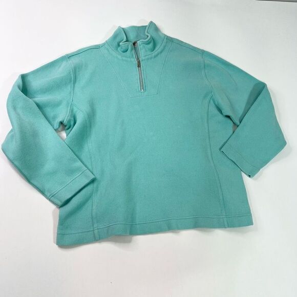 Tommy Bahama Quarter Zip Sweatshirt Womens XL Blue Cotton Blend High Neck - Picture 1 of 8